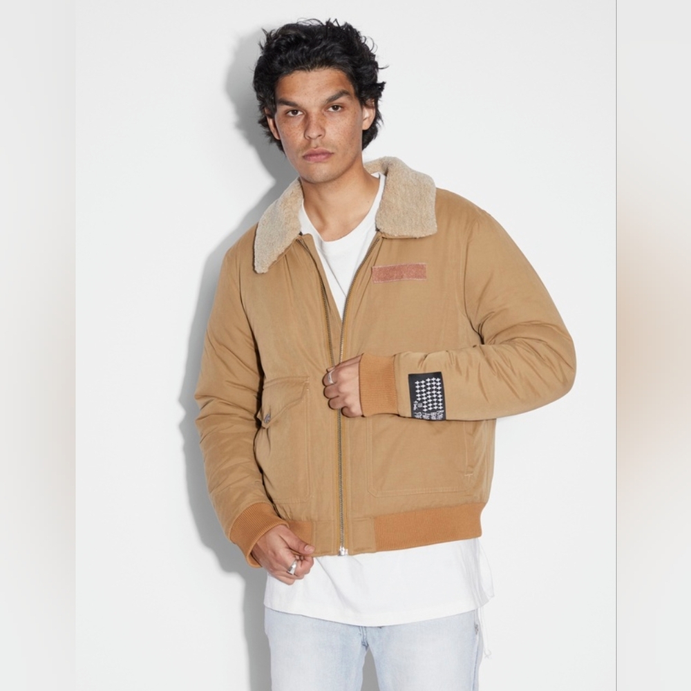 🔴KSUBI MENS CHARTER BOMBER JACKET  TAN/BROWN SZ M